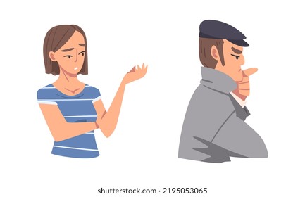 Thoughtful Man and Woman Character Scratching Head Thinking and Considering Something Vector Set