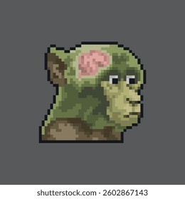 Thoughtful monkey, pixel art meme