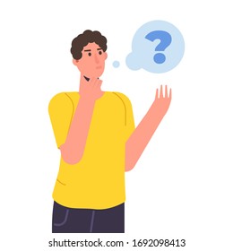  Thoughtful people. Man solving problem. Vector illustration.