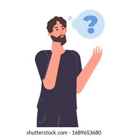  Thoughtful people. Men solving problem. Vector illustration.