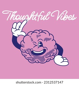 Thoughtful Vibes With Brain Groovy Character