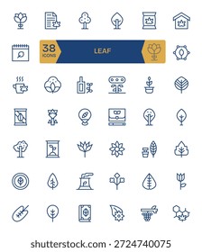 Uma coleção cuidadosamente construída de 42 ícones de Linha Regular que retratam Folha, perfeito para produtos.