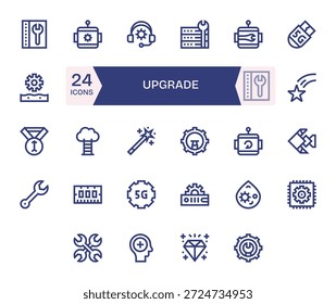 Ein sorgfältig abgestimmtes Set von 24 Bold Line Icons, inspiriert von Upgrade, ideal für komplexe UIs.