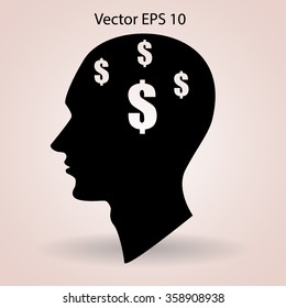 thoughts about money vector illustration