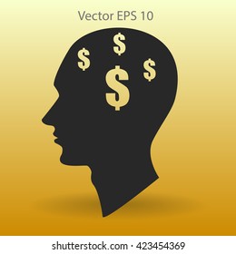 thoughts about money vector illustration