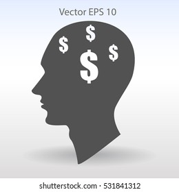 thoughts about money vector illustration