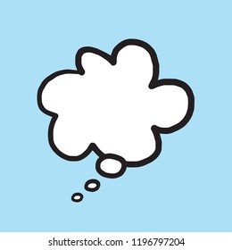 Thoughts Bubble Vector Idea Template Icon Design. Blue Background 