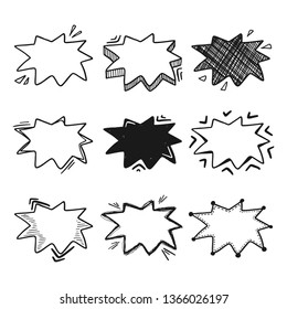 Thoughts bubbles hand drawn set. Mind cloud template. Bubbles speech of different styles and shapes.