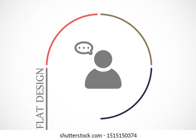 Thoughts with dialgue cloud inside icon.User with speech bubble icon, thinking.Person message. User chat.Thinking icon. Silhouette of gear in head. User with speech bubble icon