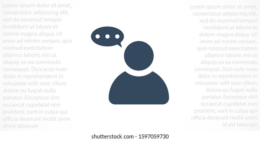 Thoughts with dialgue cloud inside icon.User with speech bubble icon, thinking.Person message. User chat.Thinking icon. Silhouette of gear in head. User with speech bubble icon