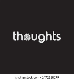 Thoughts flat negative space logo