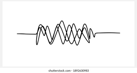 Thoughts get confused, chaos in the head, abstract state of depression, hand drawing line art, doodle vector illustration, eps10