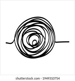 Thoughts get confused, chaos in the head, abstract state of depression, hand drawing line art, doodle vector illustration, eps10