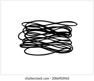 Gedanken werden verwirrt, Chaos im Kopf, abstrakter Zustand der Depression, handgezeichnete Linien, doodle Vektorgrafik, eps10