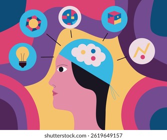 Thoughts in the human brain. Concept illustration