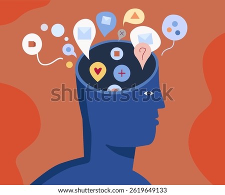Thoughts inside the human mind. Neurodiversity concept