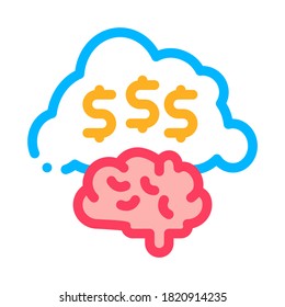 Thoughts on Making Money Icon Vector. Outline Thoughts on Making Money Sign. Isolated Contour Symbol Illustration