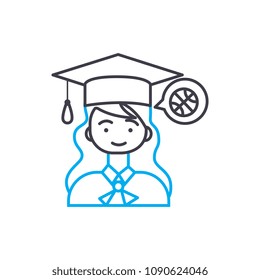 Thoughts on recreation vector thin line stroke icon. Thoughts on recreation outline illustration, linear sign, symbol concept.