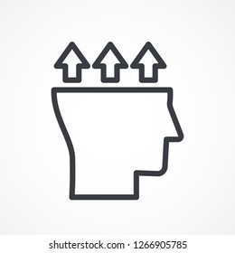 Thoughts and options. vector illustration of head with arrows