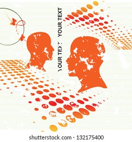 Thoughts and options. vector illustration of head with dots