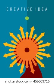 Thoughts and options. vector illustration of head with arrows.