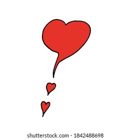 Thoughts in the shape of a red heart cloud. Thoughts Love. Valentine's Day.