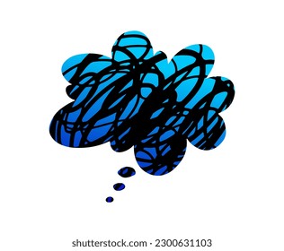 Thoughts. Speech bubble, chat window, dialogue, message. Textured, hand-drawn. Vector illustration thinking symbol isolated on white background. 