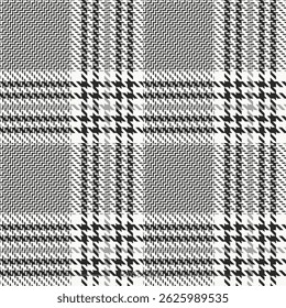 Thousand Bird Check Plaid padrão em preto e branco em formato vetorial. Repetição contínua com cores editáveis. Ótimo ou roupa de cama, camisas, vestidos, toalha de mesa.