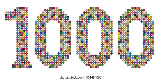THOUSAND - composed of exactly one thousand colorful balls- isolated vector illustration on white background.