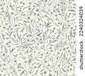 Thousand wild grass seamless pattern. Black and White. Vector  illustration. Botanical background for wallpaper. Reeds, pampas grass, dried grass. Sketch. 