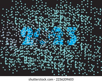 thousands of cubes gather and unite into an abstract object that reads 2023 interesting to use as media content purposes