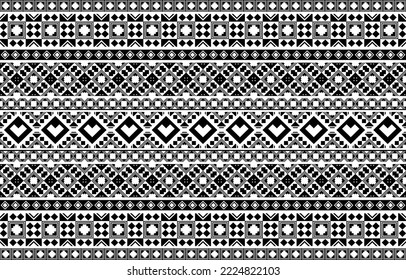 Thousands of ethnic patterns black seamless geometric pattern White background.
