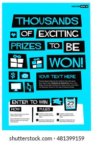 Thousands of Prizes To be Won! (Flat Style Vector Illustration Contest Poster Design) With Instructions and Rules 