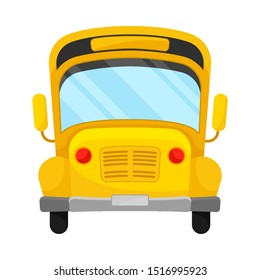 Thr Front Projection Of Yellow School Bus Vector Illustration
