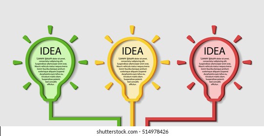 thre light bulb signs on the wall. infographic elements. vector.