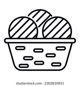 Thread basket icon outline vector. Cotton production. Sewing machine