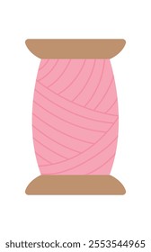 Thread bobbin icon, cartoon sewing craft tool object, flat fashion accessories element, doodle embroidery decoration illustration, vector tailor supplies design,