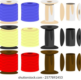 thread bobbin for sewing vector icon set