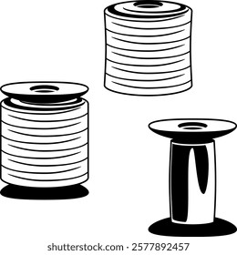 thread bobbin for sewing vector icon set