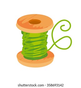 thread and bobbin vector illustration.  isolated spool and string for clothing repair