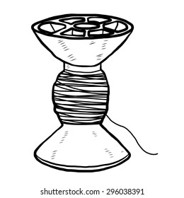 thread bobin / cartoon vector and illustration, black and white, hand drawn, sketch style, isolated on white background.