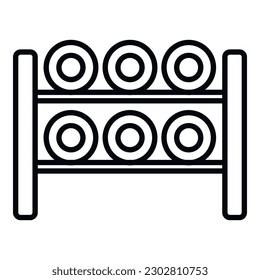 Racksymbol-Umrissvektor für das Thread-Bobine-Symbol. Baumwollfabrik. Stoffseide