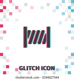 Thread or cable spool  glitch effect vector icon.