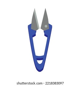 Thread clippers vector illustration. Cartoon doodle of tool for needlework. Thread clippers isolated on white background. Fashion, embroidery concept