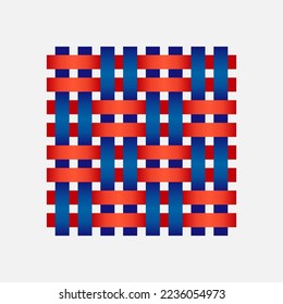 Thread crossing pattern in basketweave weave fabric. Vector illustration