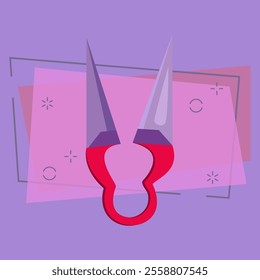 Thread cutter vector illustration. Knitting scissors, tailor, trimming. Scissors concept. Vector illustration can be used for topics like tailor shop, craft, hobby