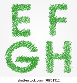 Thread or Drawing alphabet set E F G H
