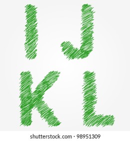 Thread or Drawing alphabet set I F K L