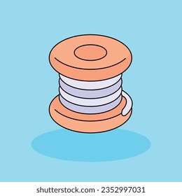 Thread Free vector cartoon icon illustration.Fashion Design Signs and Texts icon concept isolated . flat cartoon style
