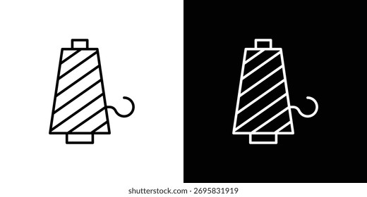Icono de hilo en ilustración de línea negra. Logotipo del diseño para el App, UI.